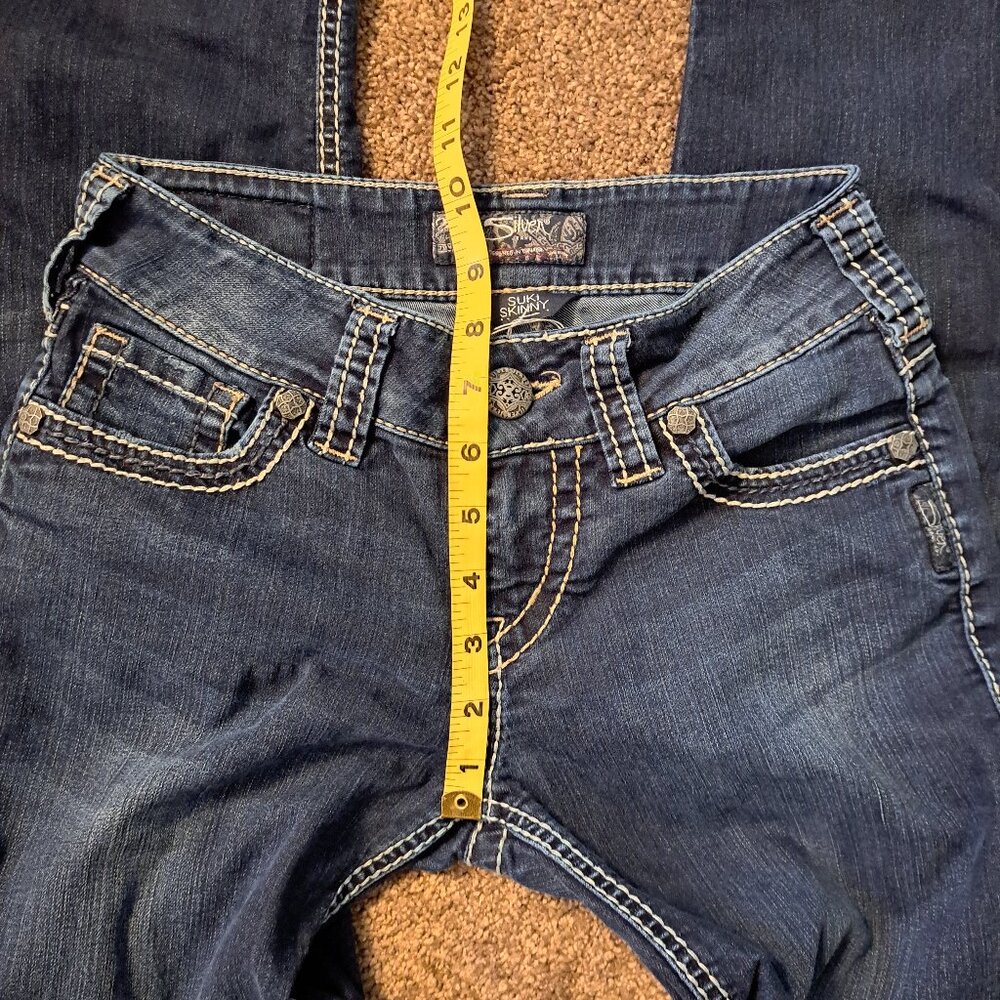 Silver Suki Skinny Flap Pocket Jeans With Embroidery - Picture 6 of 9
